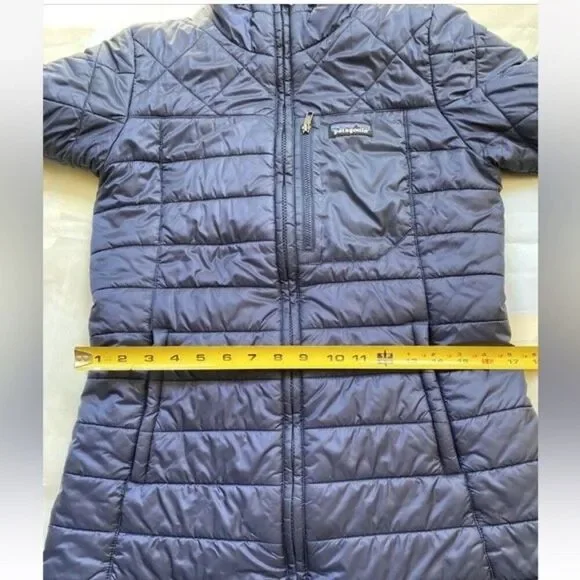 Patagonia Women lined Nano puffer Parka coat quilted Jacket sz Small Navy
